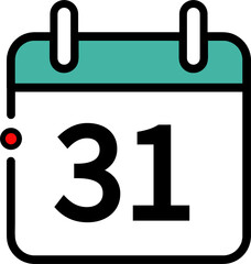 digital drawing of a calendar from the number 1 (one) to the number 31 (thirty one), which can be used in all months of the year and as icons of agendas for meetings.