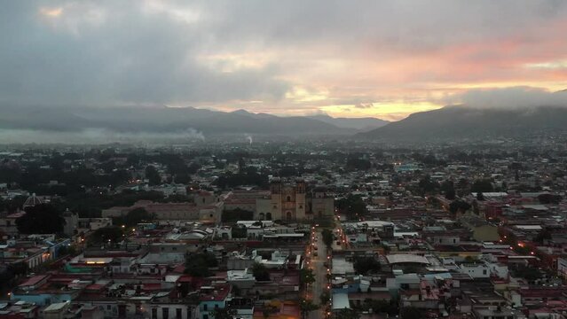 Aerial view of a church in Oaxaca