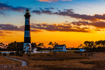Bodi Island Lighthouse at sunset.