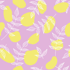 Pattern with white leaves, yellow spots. Illustration made in Adobe fresco. Pattern for print on fabric, paper