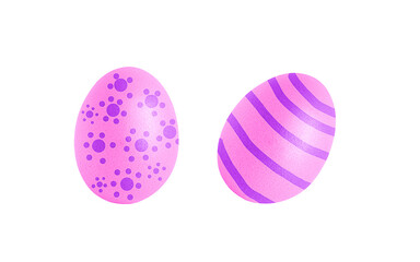 Decorated easter eggs isolated on white background.