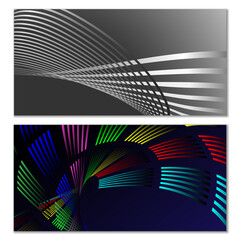 Wavy lines or ribbons. Multicolored striped gradient. Creative unusual background with abstract gradient wave lines for creating trendy banner, poster. Vector eps