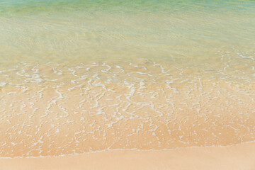 Bueatiful beach with white sand. ocean wave on clean sandy beach. summer festival