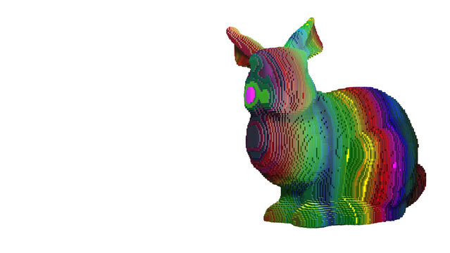 Hase - kribbelbunt und freigestellt. Hintergrund weiß - 3D Illustration