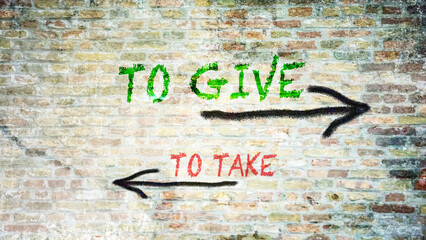 Street Sign to TO GIVE versus TO TAKE