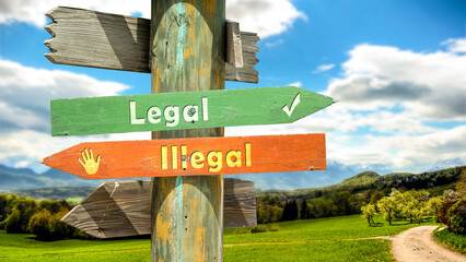 Street Sign Legal versus Illegal