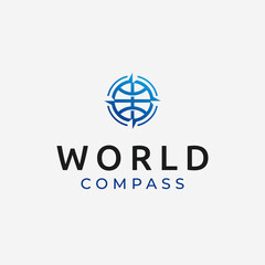 Creative Atlas Globe with Compass Arrow Logo Design Concept
