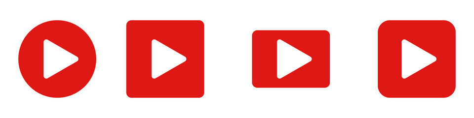 A set of play button icons in various shapes. Playback of video and music. Editable vectors.