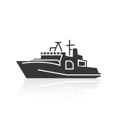 Solid icons for Boat and shadow, vector illustrations