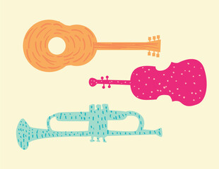 Colorful musical instruments in cheerful colors - Music - Jam - Jazz
