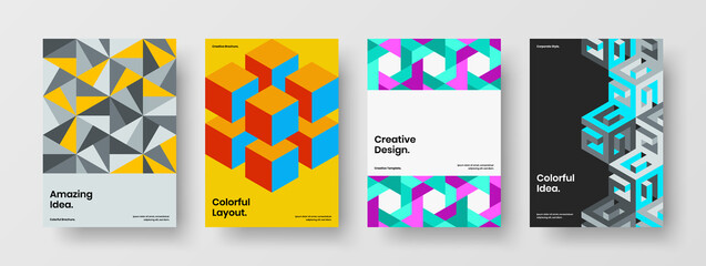 Naklejka premium Original handbill design vector template bundle. Fresh mosaic pattern company identity layout collection.
