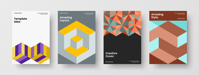 Unique geometric tiles banner illustration composition. Simple front page A4 vector design concept collection.