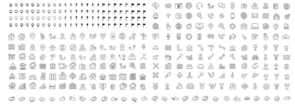 Set of 300 web icon set. Outline icons collection. 