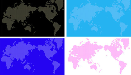 世界地図　ドット　カラーバリエーション