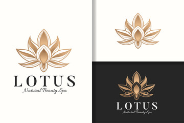 Fototapeta na wymiar Golden lotus flower logo template