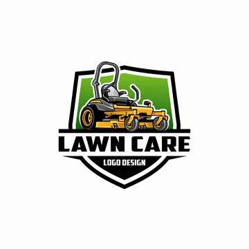 lawn mower - lawn care and service isolated logo vector