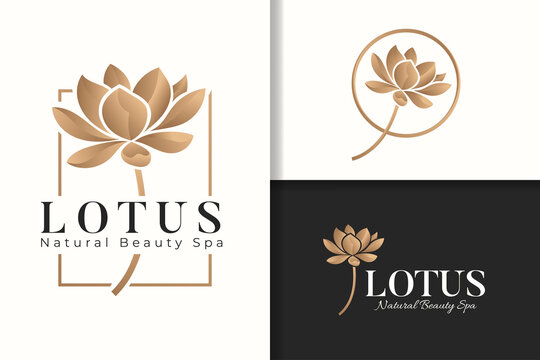 Elegant golden lotus flower logo template