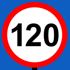 120 kph maximum speed limit on this road sign