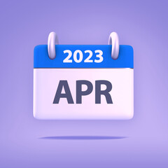 3D Wallpaper for Calendar day, month, year 2023 - Icon month april for agenda, meeting appointment time - Reminder icon