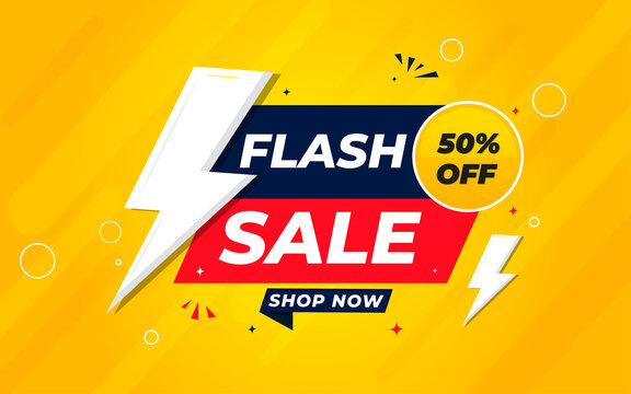 Falsh sale poster, sale banner design template with 3d editable text effect