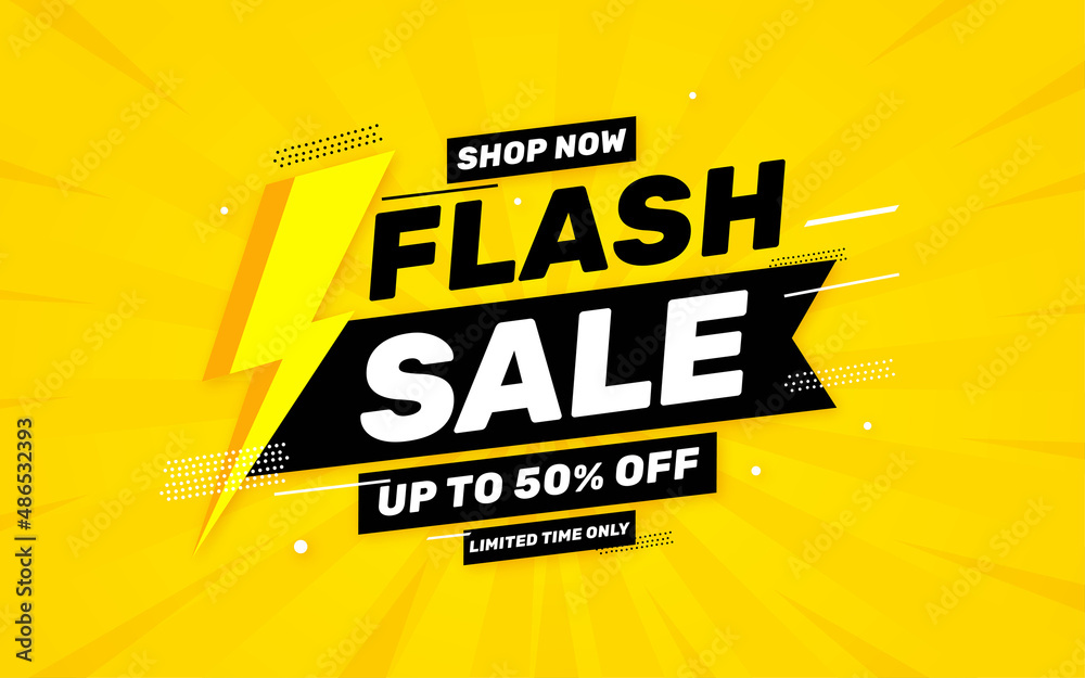 Wall mural flash sale poster, sale banner design template with 3d editable text effect