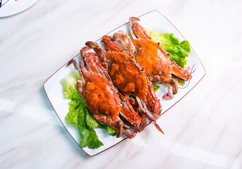 cooked crab on a plate