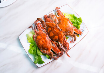 cooked crab on a plate