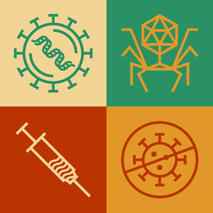 Virus themed vector icon set