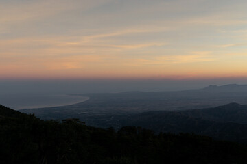 Sunrise panorama from Mount Olympos in Cyprus