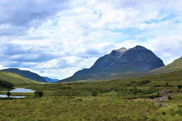 Scottish landscape. Mountains and lake. UK