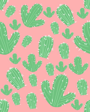 cactus illustration on pink background. For printing on gift paper, cover design for a notebook and sketchbook, printing on textiles, clothes.
