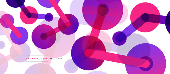 Line points connections geometric abstract background. Circles connected by lines. Trendy techno business template for wallpaper, banner, background or landing