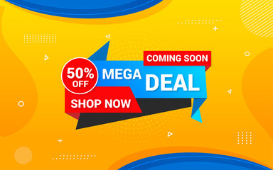 Mega deal banner design with editable text effect.