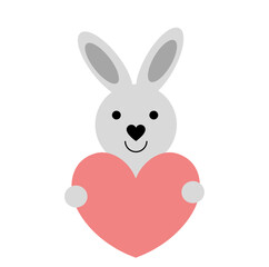 Obraz premium Bunny character holding a heart. The design is suitable for a postcard, poster, t-shirt.