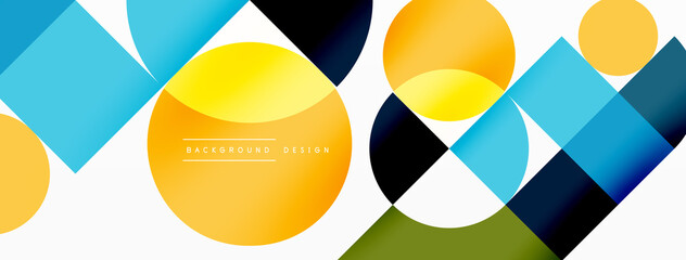Obraz premium Beautiful abstract background. Circles, triangle shapes, and squares. Minimal geometric template for wallpaper, banner, background or landing