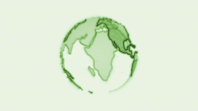 3d render of the dot pattern Earth globe rotating. Digitally generated green futuristic world and particles spinning on white. Global network, Business and Communications concepts. 4K,seamless loop