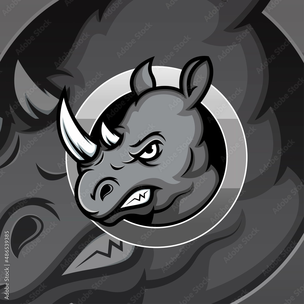 Wall mural Two-horned rhino mascot esport logo design