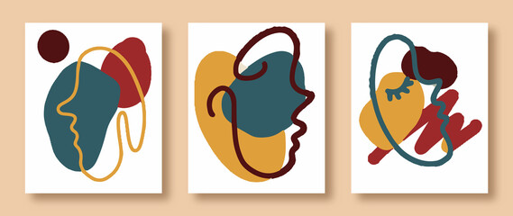 Abstract Contemporary Modern Organic Face Illustration