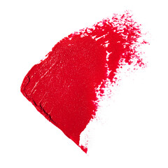 Beauty swatches. Lipsticks smear, palette of smudged lipsticks isolated on white background. Red color of cosmetic product smear sample