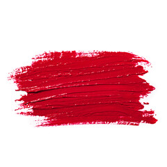 Beauty swatches. Lipsticks smear, palette of smudged lipsticks isolated on white background. Red color of cosmetic product smear sample