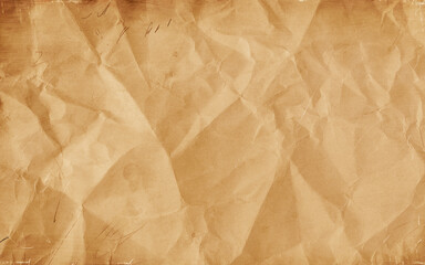 Crumpled brown paper sheet background with texture
