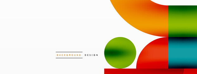 Circle and square geometric background. Round shapes with squares and triangles composition for wallpaper, banner, background or landing