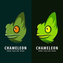 Chameleon Head Logo Design Vector