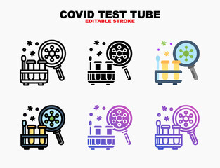 Test Kit Corona virus icon style line, outline, flat, glyph, color, gradient. Editable stroke and pixel perfect. Can be used for digital product, presentation, print design and more.