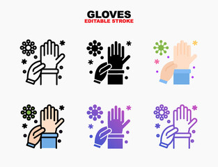 Glove corona virus icon style line, outline, flat, glyph, color, gradient. Editable stroke and pixel perfect. Can be used for digital product, presentation, print design and more.
