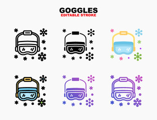 Goggle corona virus medical protection icon style line, outline, flat, glyph, color, gradient. Editable stroke and pixel perfect. Can be used for digital product, presentation, print design and more.
