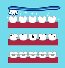 vector toothbrush over healthy teeth