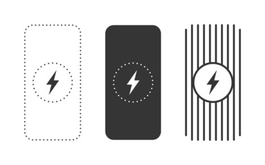 Wireless charger signs. Wireless charging spot icon. Phone charge simple signs. Vector illustration