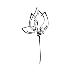 ornament 2207. one stylized flower bud on a short stem without leaves. graphic decor