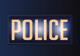 Concept du maintien de l’ordre avec pour symbole une enseigne lumineuse où est écrit le mot police.